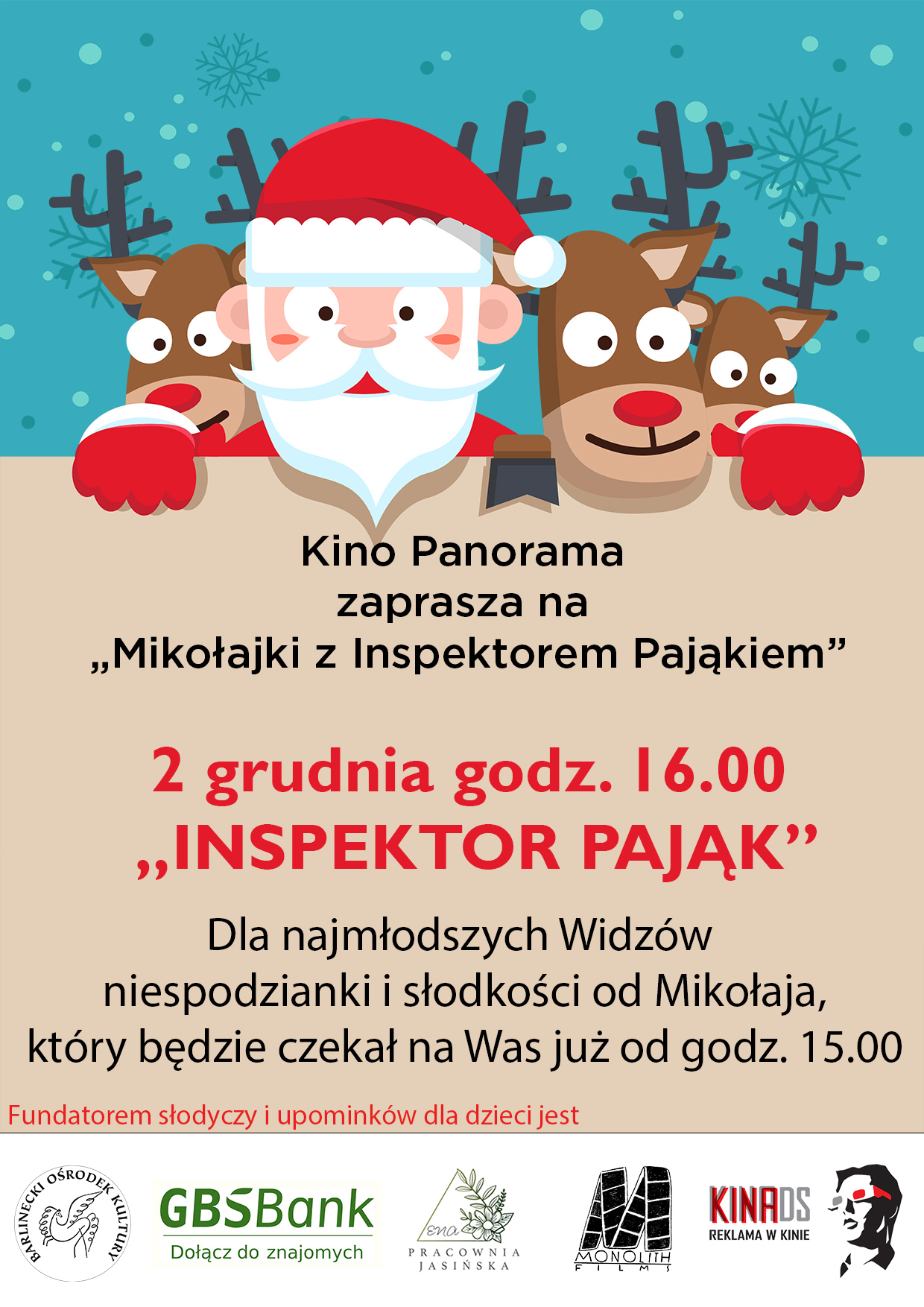 Mikołajki w kinie Panorama 2 grudnia godz. 15.00