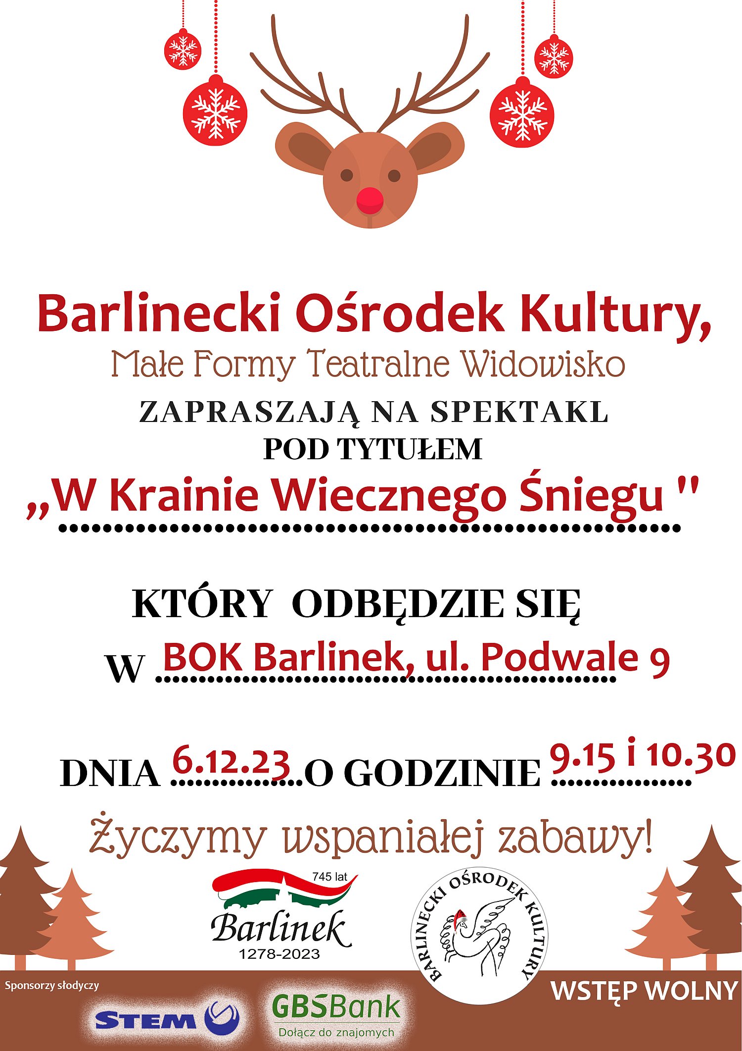 Mikołajki u Gęsiarki 6.12.2023 godz. 9.15 i 10.30