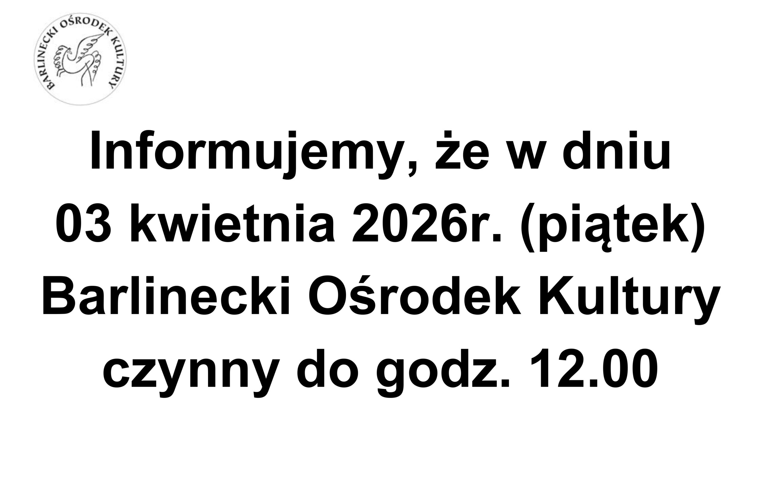 Informacja - czarny tekst na białym tle