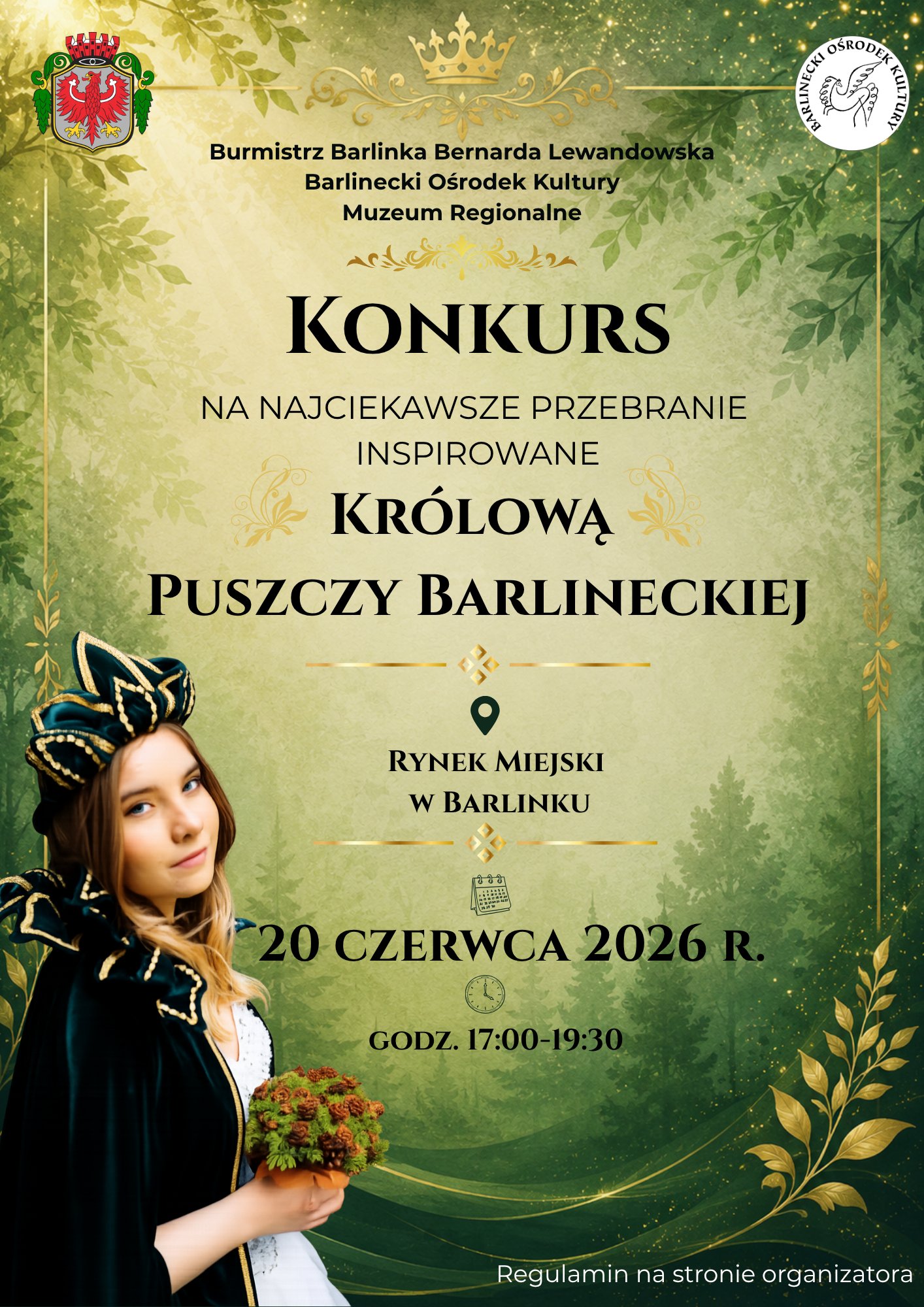 Grafika reklamowa - zielone tło na nim postać kobiety
